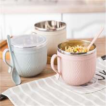 1個加厚不鏽鋼韓式便當盒，附蓋，麵碗，雙層保鮮大容量便當盒，適用於返校、課堂、大學、學校用品、廚房整理和儲存、廚房配件 - 彩色 - 查看 12