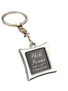 Creative Heart-Shaped Keychain With Picture Frame For Couples, Square Personalized Photo Keyring, Memorial Gift - Black and White - View 5