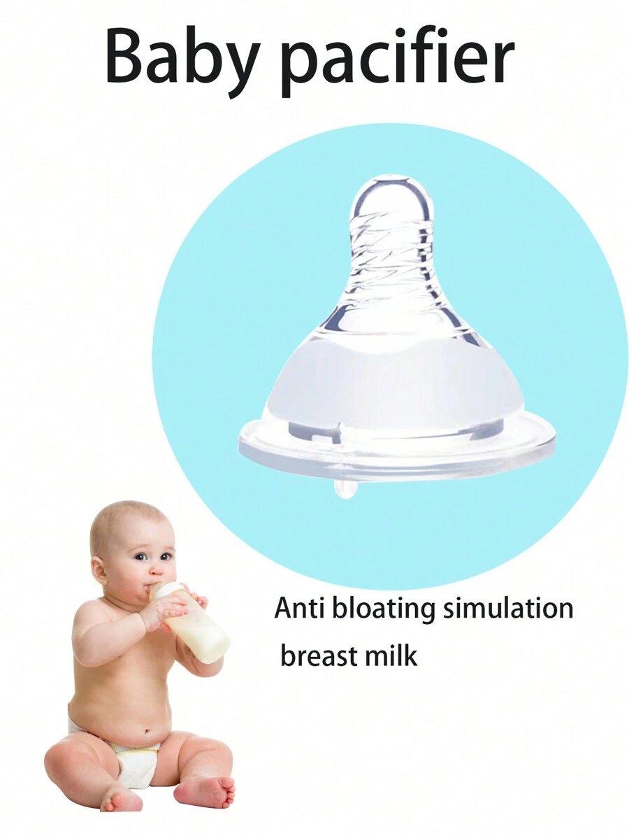 1 Bé Cổ Rộng Ren Chống Đầy Bụng Bình Sữa Núm Vú, Mô Phỏng Cho Con Bú, chống Nghẹt Thực Tế Núm Vú - Trong sáng - Xem 1