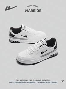Calzado para hombre estilo atlético con corte bajo y cordones, zapatillas blancas para exteriores, transpirables, ligeras y versátiles - Blanco y Negro - Ver 4