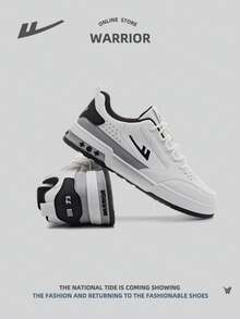Calzado para hombre estilo atlético con corte bajo y cordones, zapatillas blancas para exteriores, transpirables, ligeras y versátiles - Blanco y Negro - Ver 5