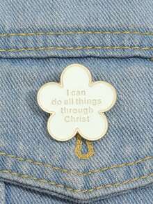 1 chiếc Trâm cài hình bông hoa "Tôi có thể làm mọi việc nhờ Chúa Kitô" - Vàng - Xem 5