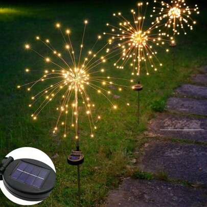 أضواء حديقة شوكة مدفوعة بالطاقة الشمسية- إضاءة خارجية بالطاقة الشمسية مع 8 أوضاع إضاءة، مثالية لتزيين الفناء الخلفي والممرات والمدافئ الخارجية وحدائق الفيلا. التثبيت شبه المدفون مصنوع من مادة بلاستيكية (التحكم عن بعد غير مشمول).