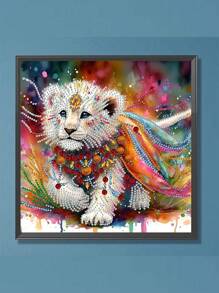 1pc 30*30cm/11.8*11.8in Frameless DIY 5D Asymmetrical Shape Diamond Painting Kit, Self-Designed Animal Pattern For Wall Decor, Ornament, Beginner & Adult Gift