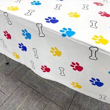 1pc/Bag Colorful Dog Paw Theme Party Tablecloth, Birthday Party Decoration Table Cover, Size 137*180cm, Washable, - Multicolor - View 5