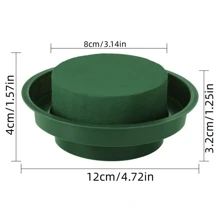 1 pieza Cuenco de arcilla para arreglo floral de lodo de flor, Kit de arreglo de flores DIY, cuenco de espuma verde mojada redonda para decoración del hogar - Verde - Ver 2