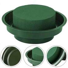1 pieza Cuenco de arcilla para arreglo floral de lodo de flor, Kit de arreglo de flores DIY, cuenco de espuma verde mojada redonda para decoración del hogar - Verde - Ver 5