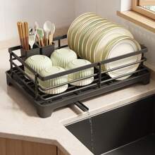 1 Space Saving Bowl Rack With Multifunctional Storage Space - Design Above Sink, Detachable Cutlery Rack, Durable Drain Plate - Kitchen Organizer, Space Saving Bowl Rack With Drain Plate, Rust Proof Cutlery Drying Rack With Drain Plate, Kitchen Organizer, Including Cutlery Rack - Very Suitable For Drying And Storing Cutlery, Large Cutlery Drying Rack, Expandable Cutlery Rack, Kitchen Counter Multifunctional Cutlery Rack, Rust Proof Drying Cutlery Rack With Cutlery And Cup Holder, Home Kitchen Accessories - Multicolor - View 3