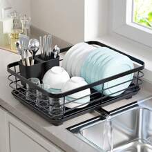 1 Space Saving Bowl Rack With Multifunctional Storage Space - Design Above Sink, Detachable Cutlery Rack, Durable Drain Plate - Kitchen Organizer, Space Saving Bowl Rack With Drain Plate, Rust Proof Cutlery Drying Rack With Drain Plate, Kitchen Organizer, Including Cutlery Rack - Very Suitable For Drying And Storing Cutlery, Large Cutlery Drying Rack, Expandable Cutlery Rack, Kitchen Counter Multifunctional Cutlery Rack, Rust Proof Drying Cutlery Rack With Cutlery And Cup Holder, Home Kitchen Accessories - Multicolor - View 4