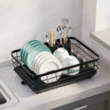 1 Space Saving Bowl Rack With Multifunctional Storage Space - Design Above Sink, Detachable Cutlery Rack, Durable Drain Plate - Kitchen Organizer, Space Saving Bowl Rack With Drain Plate, Rust Proof Cutlery Drying Rack With Drain Plate, Kitchen Organizer, Including Cutlery Rack - Very Suitable For Drying And Storing Cutlery, Large Cutlery Drying Rack, Expandable Cutlery Rack, Kitchen Counter Multifunctional Cutlery Rack, Rust Proof Drying Cutlery Rack With Cutlery And Cup Holder, Home Kitchen Accessories - Multicolor - View 5