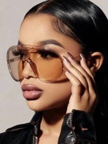 1pic Women And Men Oversized Fashion Versatile Shades Fashion Glasses, Perfect For Beach & Club Parties, For Decoration And Outdoor,Carnival,Party - Multicolor - View 8