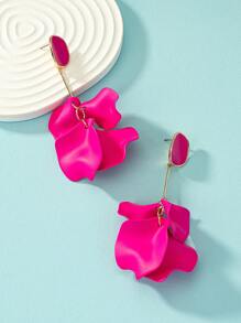 1 Pair Enamel Leaf Shaped Pendant, Suitable For Daily Wear - Hot Pink - View 4