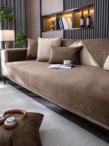 1 pieza Funda de sofá Jaquard de chenilla de color café para sofás de 1/2/3/4 plazas, cubierta de respaldo, cubierta de cojín del asiento, cubierta de descansabrazos, universal para todas las temporadas