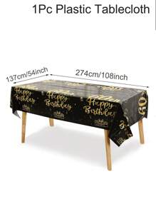 1 pezzo Tovaglia monouso nera e dorata con tema per 18°, 21°, 30°, 40°, 50°, 60°, 70° compleanno per decorazione di feste, raduni, Natale