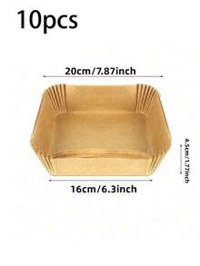 100入組熱風炸鍋食品紙，木漿蒸籠奶酪蛋糕炸鍋配件，炸鍋烘焙紙，廚房食品紙，廚房微波爐紙 - 棕色 - 查看 10