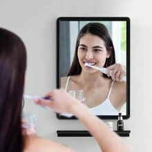 LIVINGANDHOME Living And Home Rectangular Wall Mirror - Rustproof Aluminum Frame With Anti-Fog Glass (Black) - Black (48*63cm) - View 7