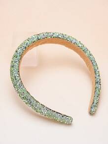 1pc Mint Green Crystal Headband, Thickened Fashion Headband Suitable For Daily Wear And Gatherings - Mint Green - View 5