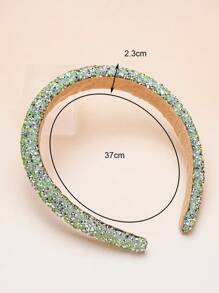 1pc Mint Green Crystal Headband, Thickened Fashion Headband Suitable For Daily Wear And Gatherings - Mint Green - View 2