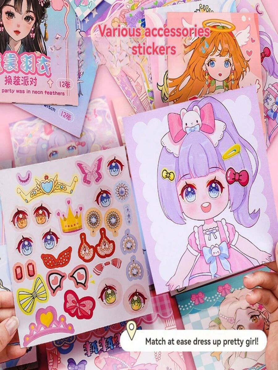 Princess Dress Up Sticker Book Toy For Girls, Children's Educational Toy, Sticker Drawing For Beautiful Girls' Makeup - Multicolor - View 1
