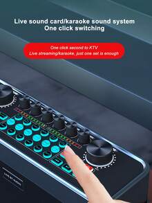 SY9- Home KTV Live Broadcast Sound Card Integrated Machine Microphone Microphone 3D Surround Stereo Sound Effect  Audio KTV Karaoke Song Machine - Black - View 6