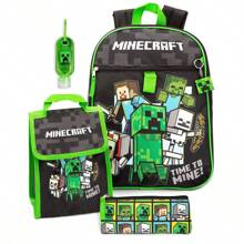 Minecraft Childrens/Kids Time To Mine Backpack Set (Black/Green) - Black/Green - View 6
