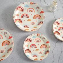 Bộ đồ dùng tiệc dùng một lần Bohemian Rainbow bao gồm đĩa giấy và khăn ăn, đồ dùng tiệc sinh nhật Boho, đồ trang trí tiệc, Giáng sinh - Nhiều màu - Xem 4