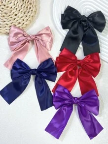 5 piezas Pasadores de pelo con lazo de cinta de unicolor, pasadores de pelo con lazo de satén de estilo dulce, pasadores de pelo para la nuca, pasadores de pelo para cola de caballo, pasadores de pelo para la parte superior, pasadores de pelo tipo caimán, accesorios para el cabello, edición limitada de temporada, pasadores de pelo para regalo de pareja de San Valentín, horquillas, útiles escolares - juego de 5 piezas - Ver 19