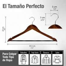 MAGMA LIFE 20 Ganchos de Madera Color Cereza para Ropa -Cereza - Granate - Ver 2