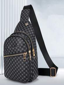 1 件男士经典胸包，休闲时尚 PU 斜挎包夏季学院包斜挎包单肩包侧包居家度假工作周末度假随身携带实用大容量皮革老钱黑色礼物实用礼物秋季圣诞节腰包旅行包斜挎包笔记本电脑时尚休闲感恩节钱包收纳包斜挎包骑行包黑色包徒步旅行学生多功能户外便携复古包皮包流浪包臀包礼物男士包旅行必需品复古包男士礼物情人节 - 黑色 - 查看 1