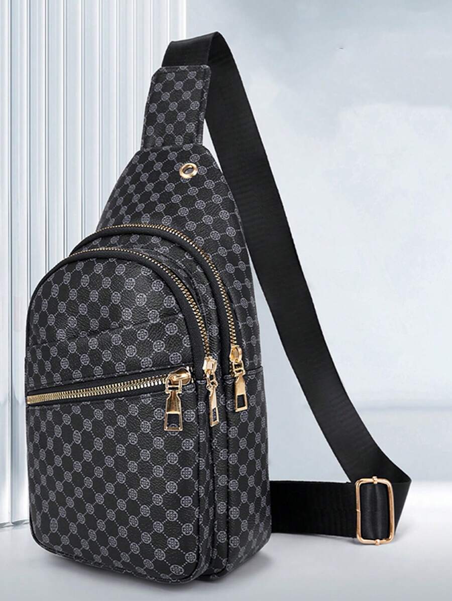 1 件男士经典胸包，休闲时尚 PU 斜挎包夏季学院包斜挎包单肩包侧包居家度假工作周末度假随身携带实用大容量皮革老钱黑色礼物实用礼物秋季圣诞节腰包旅行包斜挎包笔记本电脑时尚休闲感恩节钱包收纳包斜挎包骑行包黑色包徒步旅行学生多功能户外便携复古包皮包流浪包臀包礼物男士包旅行必需品复古包男士礼物情人节 - 黑色 - 查看 1