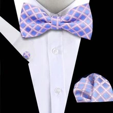 Set di cravatta, fazzoletto da taschino e gemelli, Combo di accessori di moda in stile britannico multicolore per uomini d'affari, incontri d'affari e matrimoni - Multicolore - Visualizzare 40