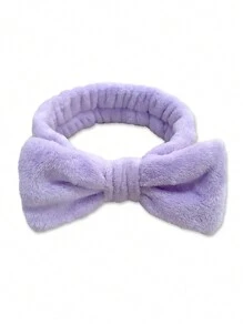 1/2/3入組多種顏色頭髮扎帶，珊瑚絨蝴蝶形的臉部清洗頭帶手帶，適用於浴室、護膚、旅行 - 紫色 - 查看 17