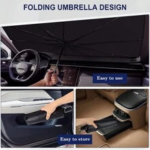 Parasol para Parabrisas de Coche,cubre sol para auto, Plegable Parasol Coche Delantero Protector con Anti UV Rayos, Parasol para Parabrisas Protección, Parasol para Parabrisas Automotriz Universal - Negro - Ver 3