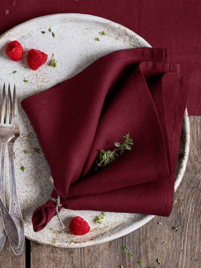 2/6/12pcs Retro Style Solid Color Minimalist Skin-Friendly Absorbent Tablecloth Napkins For Hotel, Restaurant, Home Decor, Holiday Party, Cleaning Cloth For Dishes And Glasses