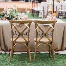 6pcs Wedding Chair Reserved Signs, Acrylic Handmade Seat Signs With Ribbons (Black) - Black - View 6