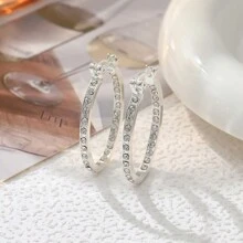 2入組簡約時尚水滴形狀鑲嵌鑽石誇張耳環，適用於沙灘旅遊、購物聚會、時尚百搭耳飾 - 耳環 - 查看 9