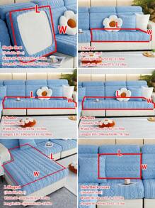 1入款提花紋沙發坐墊套，現代風格實色防寵物拉鍊沙發套，適用於L型/單、雙、三、四人位沙發（分開銷售） - 藍色 - 查看 4