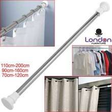 Heavy Duty Extendable Telescopic Shower Curtain Pole Rail Rod Bath Door Window - Silver - View 8