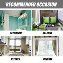 Heavy Duty Extendable Telescopic Shower Curtain Pole Rail Rod Bath Door Window - Silver - View 7