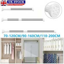 Heavy Duty Extendable Telescopic Shower Curtain Pole Rail Rod Bath Door Window - Silver - View 6