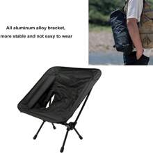 1pc Gavigain Camping Folding Chairs, Mini Moon Chair Ultralight Compact Beach Chair With Moon Chair Cushion And Storage Bag For Outdoor Camp, Hiking, Travel, Beach, And Picnic(Black) Camping Stuff - Black - View 3