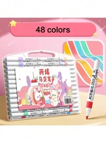 New Acrylic Marker Student Watercolor Pen Art Painting Special Color Opaque Stackable Color Marker Set - Pink - View 12