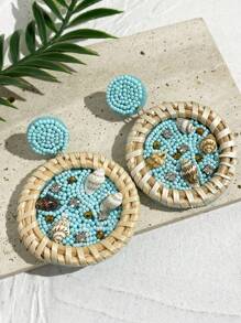 Hawaiian Beach Ocean Style Earrings Handmade Beaded Drop Earrings Shell Starfish Lobster Conch Women Earrings Mom Gift Christmas Thanksgiving Halloween Wedding Rave/Prom/Party/Daily/Beach Accessories Gift For Anniversary Valentine's Day Boho Jewelry Birthday Bridesmaid Gifts