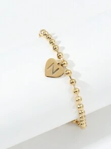 Vòng tay hạt chữ cái đầu 26 chiếc, Vòng tay chữ cái hình trái tim bằng thép không gỉ màu vàng dùng để đeo hàng ngày cho ngày lễ tình nhân, mẹ, mẹ, ngày của mẹ, quà tặng - Nhiều màu - Xem 19