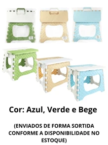 Banquinho Infantil Banqueta Auxiliar Criança Escovar Os Dentes Banco Colorido Dobrável com Alça Multiuso Portátil Cadeirinha Sortido - Multicolorido - Visão 6