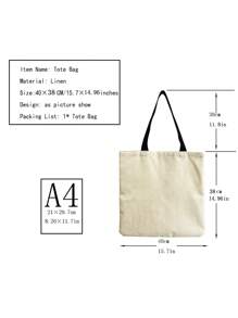 PrintVovage Hoạt Hình Cún Con Dễ Thương In Hình Túi Tote Canvas, Túi Đi Biển Di Động Thời Trang Dung Tích Lớn, Túi Mua Sắm Có Thể Tái Sử Dụng - màu đen - Xem 2