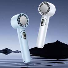 Qualitell Type-C 充電4000mAh TEC 冷卻系統5 檔風速LED 顯示可折疊2 種顏色手持/桌面空氣冷卻風扇手機充電器組合可攜式冷卻風扇 - 淺藍色 - 查看 3