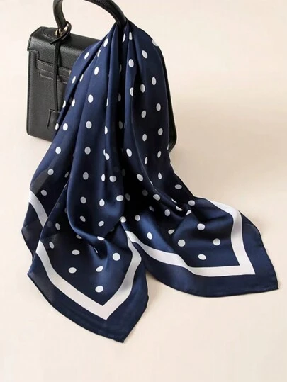 1pc Women's Summer Scarf With Polka Dot Pattern, Versatile Artistic Small Square Scarf With Multiple Wearing Styles, Casual Shawl Suitable For Everyday Use Bandana,Hair Band,Head Band Ideal For Dressing Up Your Look