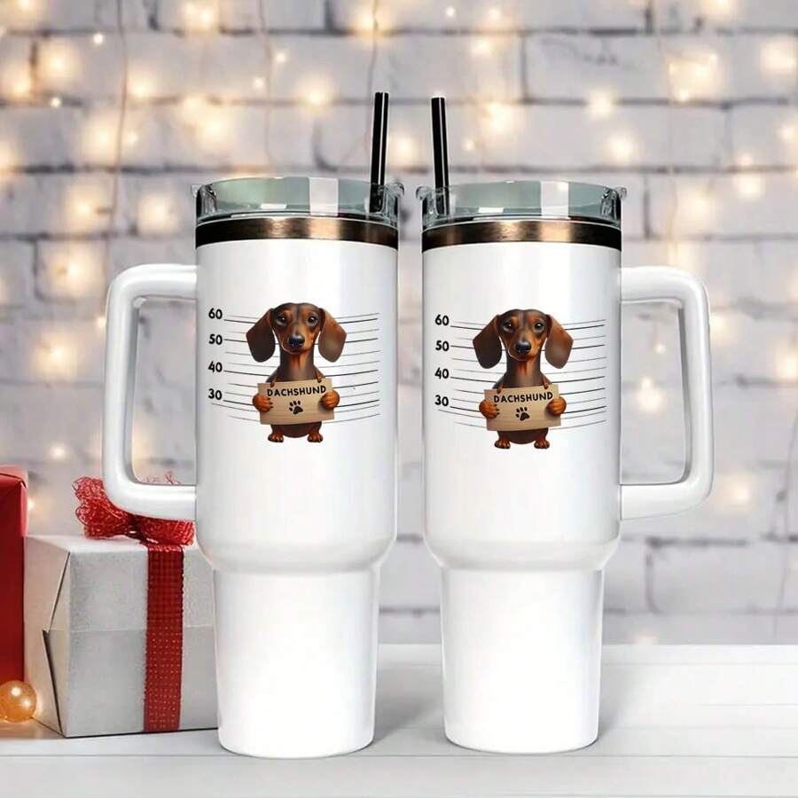 4PCS Funny Gifts Dachshund Dog Sticker Vinyl Waterproof UV DTF Cup Wrap