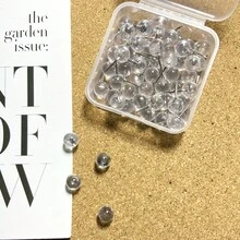 50pcs Transparent Round Head Push Pins Standard Thumbtacks For School, Office, And Photo Display - Clear - View 3